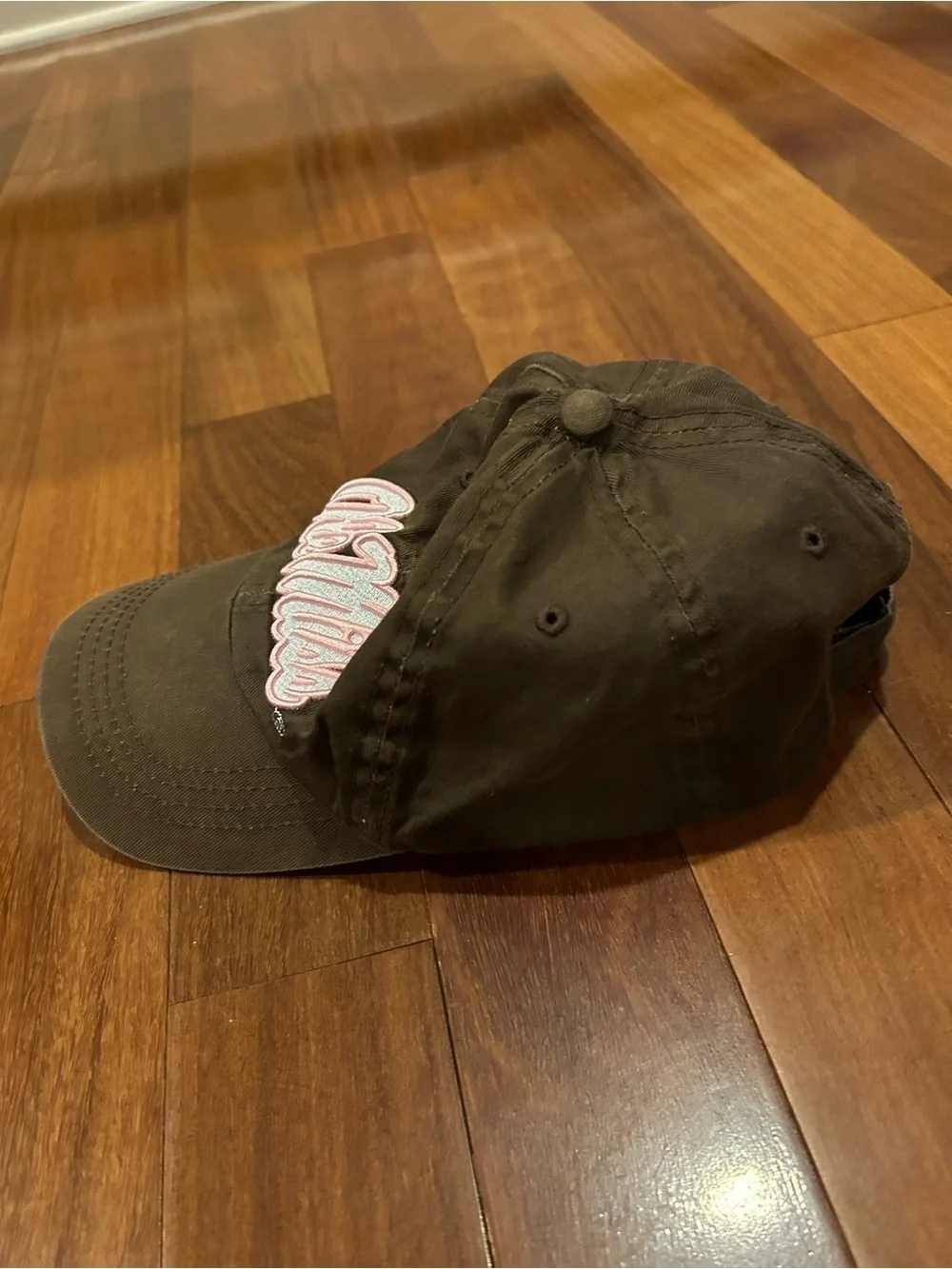 Source Unknown Brown Baseball Cap with Pink & White 'Ole Miss' Script